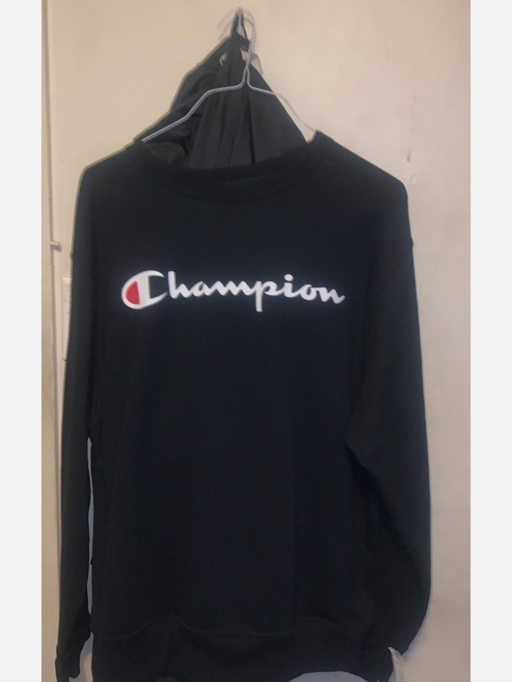 Champion Kids Black Crewneck Sweatshirt with White & Red Logo